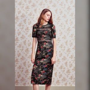 UO Emma Marie Lace Trim Midi Dress
